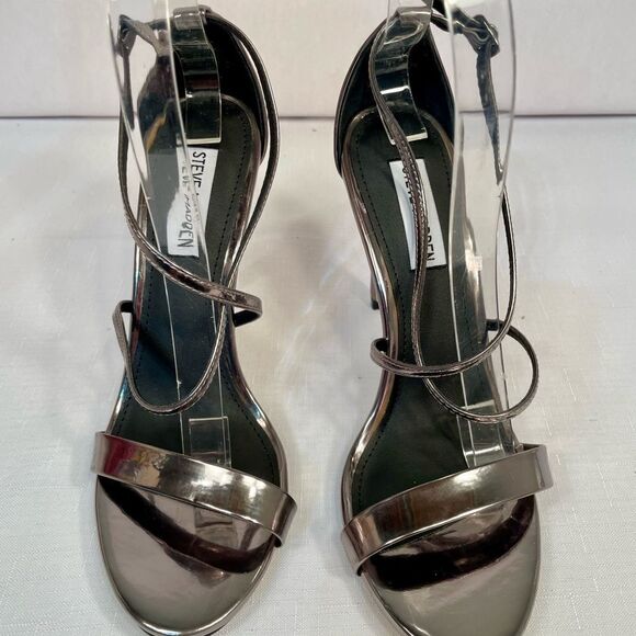SILVER 4” HEEL SANDAL by STEVE MADDEN SIZE 8M NWOB - Picture 3 of 7